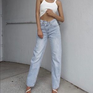 Princess Polly Holly Asymmetric Straight Leg Jeans